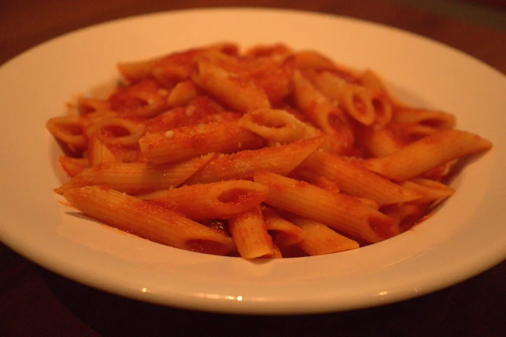 A plate of penne from our existing menu imagery